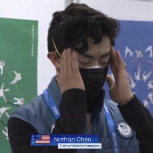 Nathan chen wearing N95 mask in Beijing Olympics twitter photo