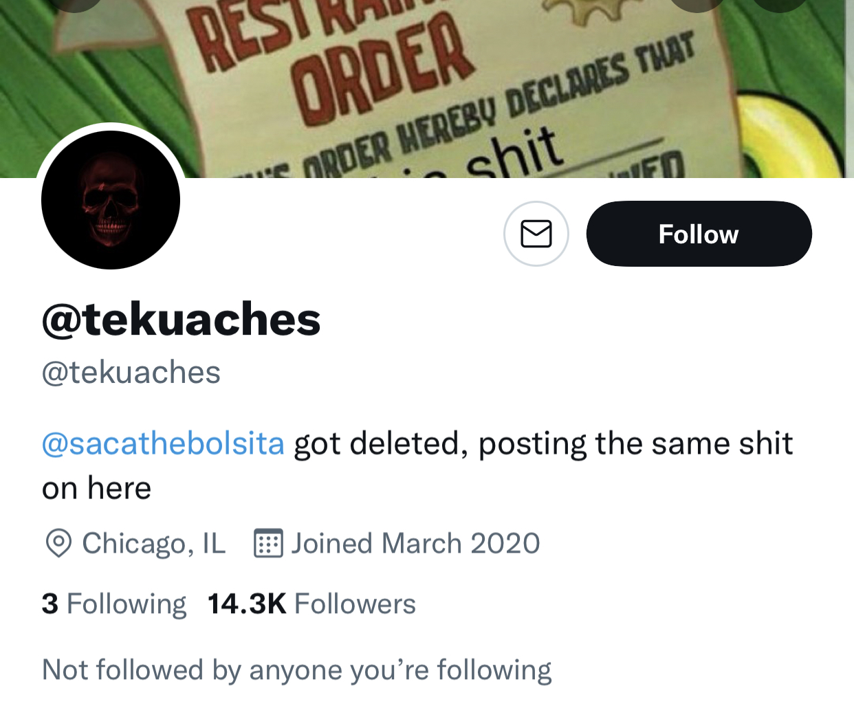 Tekuaches twitter account 